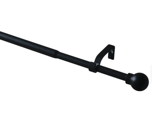 Set de tringles à rideaux extractibles boule noir 190-340 cm Ø 16/19 mm Tringle à rideaux avec support et embout