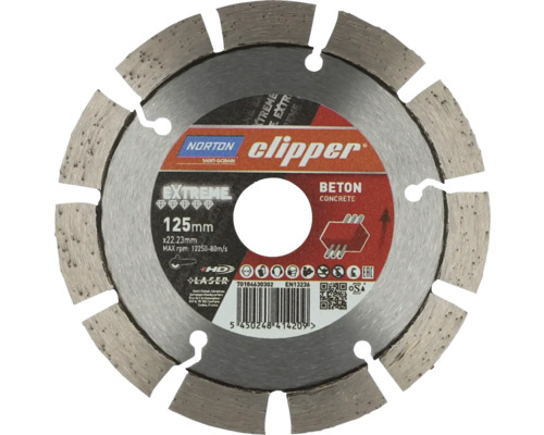 Norton Clipper Disque diamant à tronçonner Extreme béton Ø 125 x 22, 23 mm