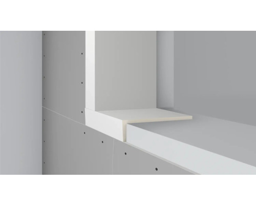 Baguette murale/barre fonctionnelle Wallstyl® WS1, 1 x 2.4 m, 220 x 55 mm Détail d''angle avec cloison sèche et embrasure de fenêtre