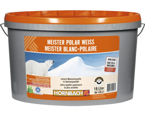 HORNBACH Wandfarbe Meister Polarweiss spritzfrei konservierungsmittelfrei 15 L