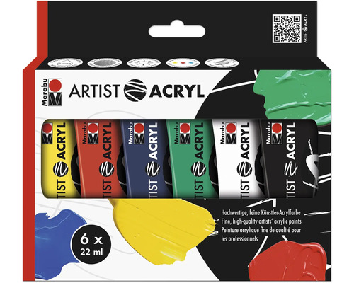 Marabu Künstler- Acrylfarbe Artist Acryl Set 6x 22 ml