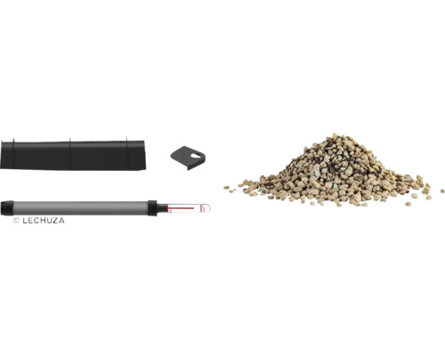 Accessoires pour jardinières composés d''un insert, d''un indicateur de niveau d''eau, d''un fond de séparation et de granulés de plantation