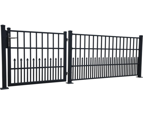 Portail double en métal avec pointes