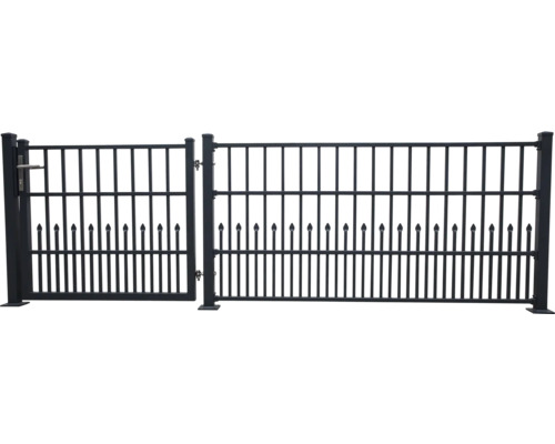 Portail métallique avec élément de clôture