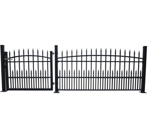 Portail de jardin en métal avec éléments décoratifs