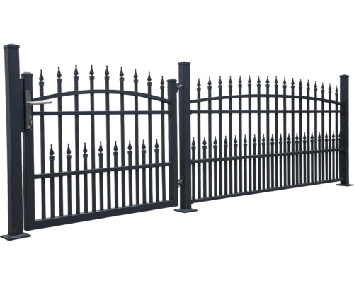 Clôture métallique avec portail pour le jardin