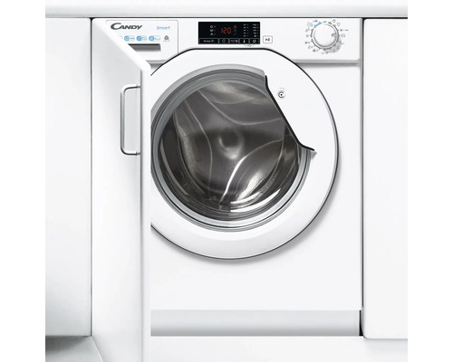 Waschmaschine zur Integration in eine Küchenzeile mit geöffneter Tür