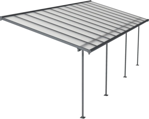 Toit de terrasse autoportant avec cadre en acier et panneaux translucides