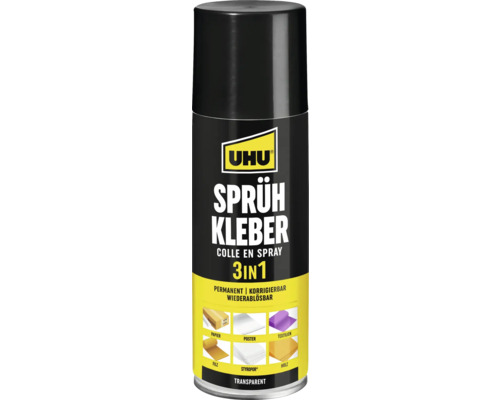 Colle à pulvériser UHU 3 en 1 200 ml Bombe aérosol de colle Uhu 3 en 1