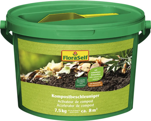 Activateur de compost FloraSelf 7,5 kg / 9 m² Accélérateur de compost FloraSelf dans un seau avec des matières premières naturelles et un applicateur