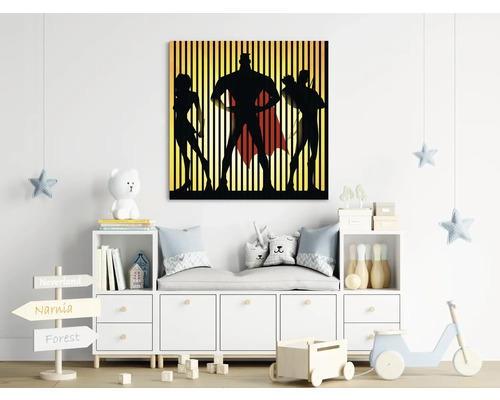 Image murale décorative avec motif de super-héros dans une chambre d''enfant