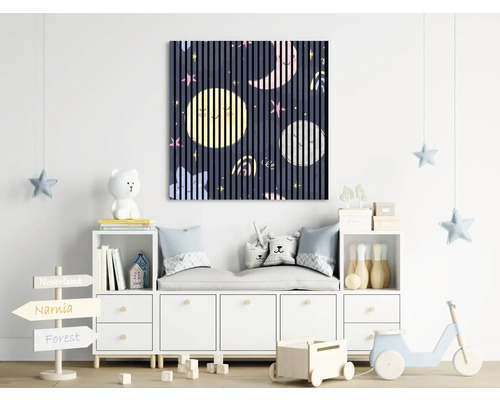 Image décorative dans une chambre d''enfant avec des étoiles et des lunes