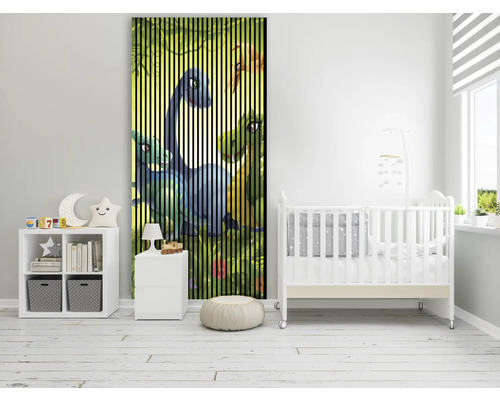 Chambre d''enfant avec panneau mural motif dinosaure, lit d''enfant et meubles de rangement