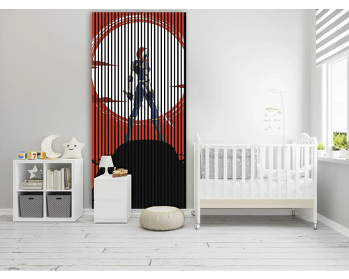 Chambre d''enfant avec lit de bébé et peinture murale d''anime