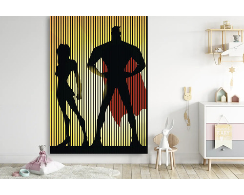 Tableau mural avec motif de superhéros dans une chambre d''enfant