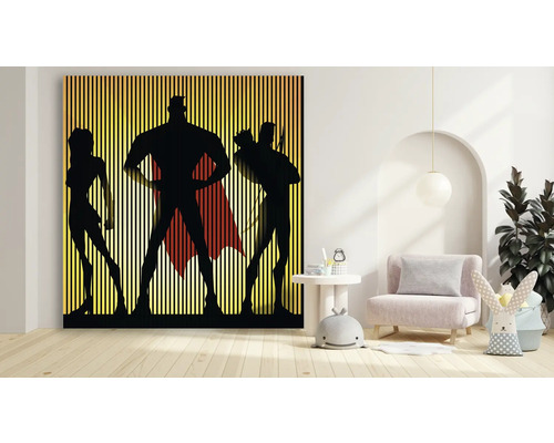 Tableau mural décoratif avec motif de super-héros dans une chambre d''enfant