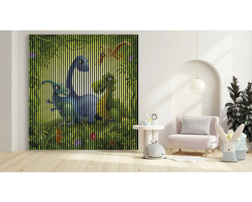 Image décorative de dinosaure avec structure à lamelles dans une chambre d''enfant.