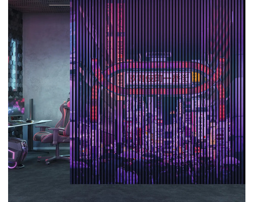 Aménagement intérieur moderne avec un mur à lattes en bois et équipement de jeu