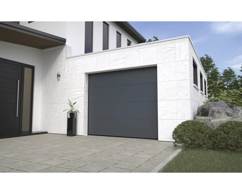 Porte de garage Flexidoor porte sectionnelle Pro 2500x2125 mm Sandgrain Rainure L RAL 7016 avec motorisation, 2 émetteurs portatifs