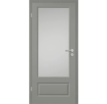 Porte intérieure grise avec insert en verre et garniture de poignée