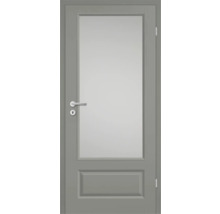 Graue Innentür mit Glaseinsatz und Drückergarnitur