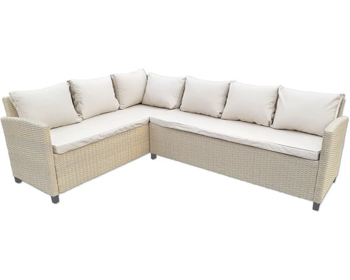 Rattan-Ecksofa mit Kissen und Polster