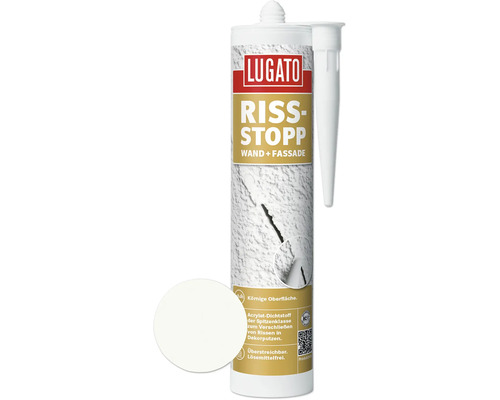 Matériau d'étanchéité acrylique Lugato anti-fissures pour murs et façades blanc 310 ml