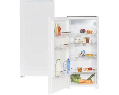 Réfrigérateur Wolkenstein WKS225.0EEB lxhxp 54 x 122 x 54 cm compartiment réfrigération 199 l Réfrigérateur ouvert avec de la nourriture