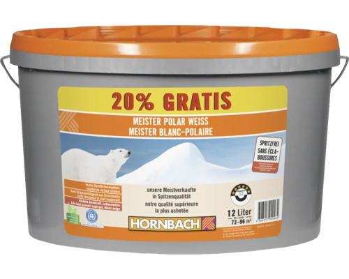 HORNBACH Wandfarbe Meister Polarweiss konservierungsmittelfrei 12 l