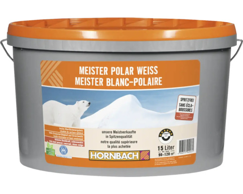 Peinture murale Meister blanc polaire sans conservateurs 15 l Seau de peinture Polarweiss Meister, 15 litres