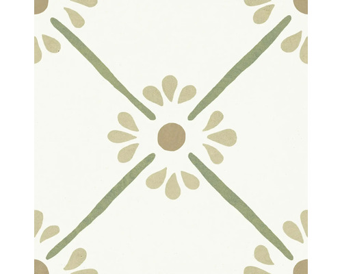 Carrelage sol et mur en grès cérame fin Provenza green flower Lxlxe 22.3x22.3x0.9 cm