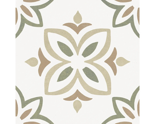 Carrelage sol et mur en grès cérame fin Provenza green bloom Lxlxe 22.3x22.3x0.9 cm