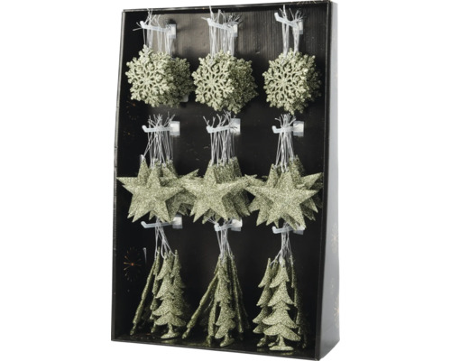 Emballage de décorations d''arbre de Noël en forme d''étoiles, de flocons de neige et de sapins