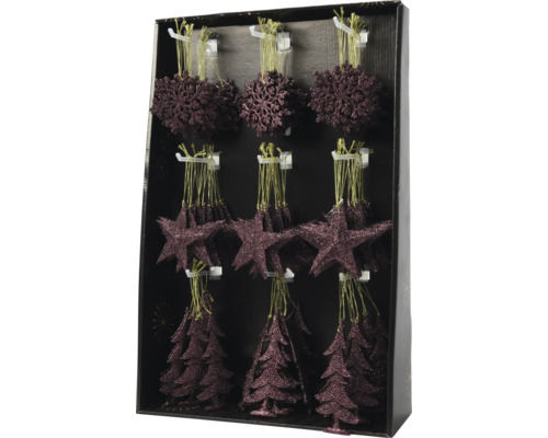 Ensemble de décorations pour sapin de Noël avec flocons de neige, étoiles et sapins