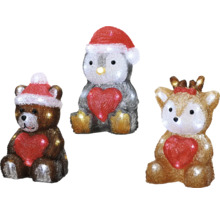 Figurines de Noël décoratives : ours, pingouin et renne avec cœur