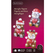 Figures en acrylique ours, pingouin et renne avec cœur et éclairage LED