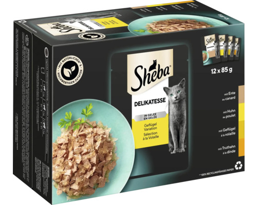 Katzenfutter nass Sheba Delikatesse Gelée Geflügel 12 x 85 g