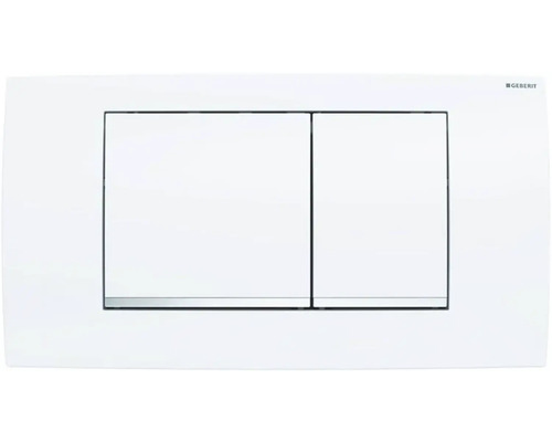 Plaque de commande GEBERIT Twinline 30 plaque blanc brillant / bouton blanc brillant / bandes décoratives chrome 115.899.KJ.1