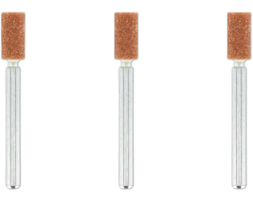 Trois meules sur tige de forme cylindrique