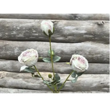 Roses artificielles décoratives devant un mur en bois