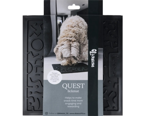 Schleckmatte District 70 Quest Lickmat 28 x 28 cm Dark Grey Tapis à lécher en silicone