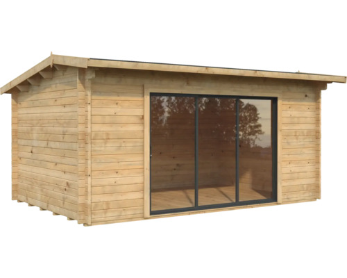 Abri de jardin Palmako Ines 13,7 m² porte coulissante verre isolant avec plancher 524 x 379 cm marron