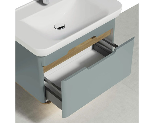 Meuble sous-lavabo avec tiroir ouvert