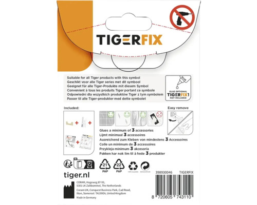 Emballage Tigerfix avec des informations sur l''utilisation avec les produits Tiger