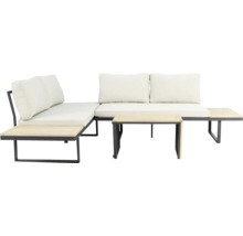 Gartenlounge Set mit Tisch aus Metall und Holz
