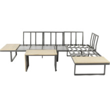 Gartenlounge-Set mit Tisch und Ecksofa mit Metallrahmen