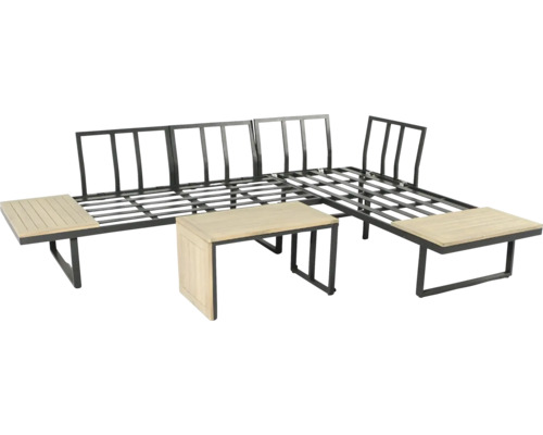Gartenlounge-Set mit Metallrahmen und Holztisch