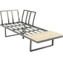 Metallbettgestell mit Lattenrost und einem Nachttisch