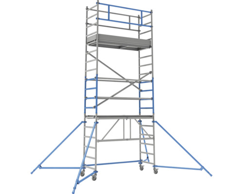 Échafaudage roulant avec plateforme et stabilisateurs