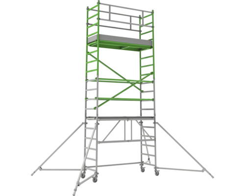 Échafaudage roulant en acier avec roulettes et stabilisateurs